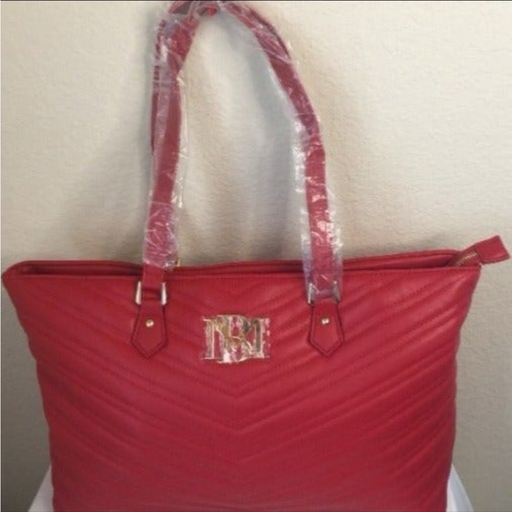 Jewel Badgley Mischka Red Chevron Tote, NWT